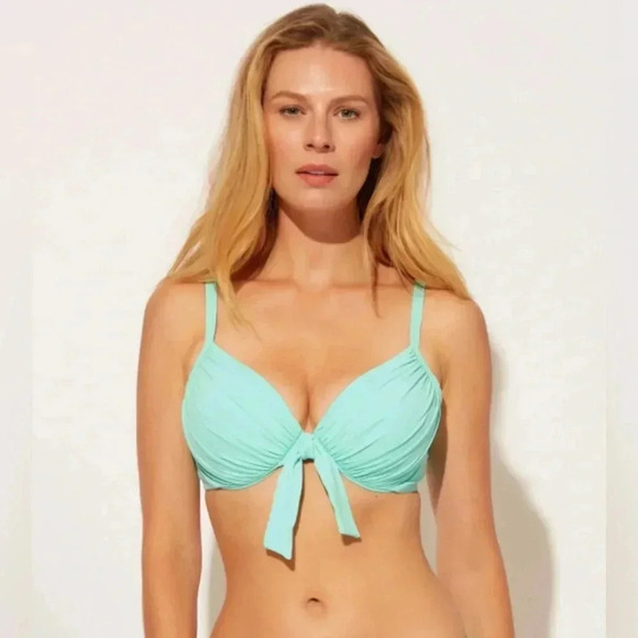 Bleu Rod Beattie Goddess Tie Front Underwire Bikini Top Size 40D & Bottom Sz 14 - Picture 2 of 8